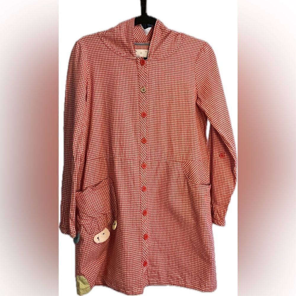 À La Sha Hooded Red Gingham Tunic